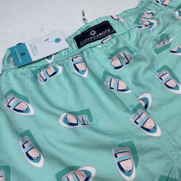 NWT SnapperRock Mint Green “Float Your Boat” Swim Trunks 11/12 years - Picture 2 of 5